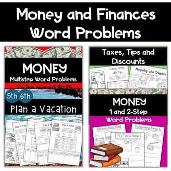 Preview of Money Finances Word Problem Real World BUNDLE Worksheets for Middle School