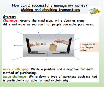 Preview of Money: Financial Transactions - Presentation and Worksheets