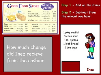Preview of Buying Food - Finding Change; Real World Math (Promethean)