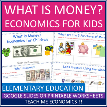 Preview of Money, Functions Characteristics Elementary Economics Google Slides or Printable