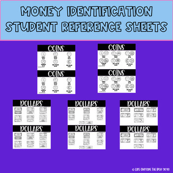 Preview of Money Identification Student Reference Sheets