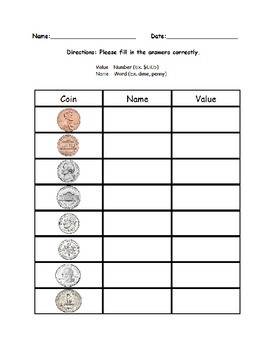 Preview of Money Identification Worksheets