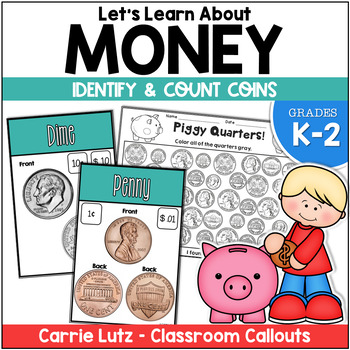 Preview of Counting Money Posters & Worksheets – Identify & Count Coins First Grade