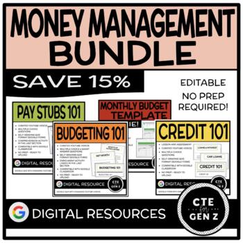 Preview of Money Management Bundle - Digital Lessons - Google Form - Self Grading - No Prep