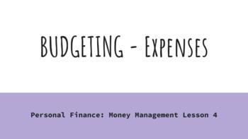 Preview of Money Management PDF: Budgeting - Expenses