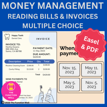 Preview of Money Management - Reading Bills & Invoices - Adult Speech Therapy - IADLs