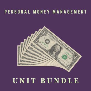 Preview of Money Management Unit - Videos, guided notes, activities, games, and test