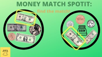 Preview of Money Match Spot It! Find the Match! Scanning & Money Identification!