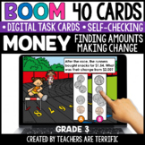 Money- Matching Coins, Add & Subtract Boom Cards Gr. 3 - Digital
