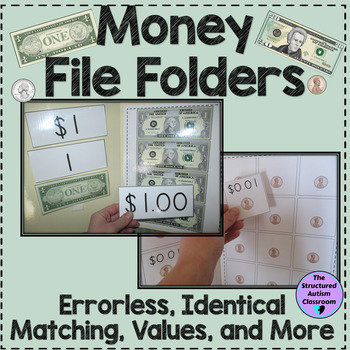 Preview of Money Matching File Folders Bills and Coins for Autism and Special Education
