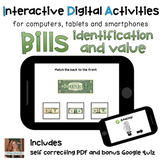 Money Math Bills ID and Value ⋅ Interactive PDF and Google Quiz