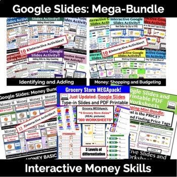 Preview of Money Math MEGA-BUNDLE for Google Slides Special Education