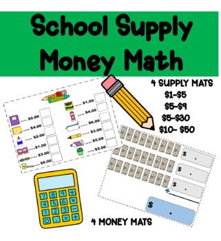 Preview of Money Math Mats (Back to School theme)