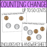 Money Math Task Cards, Adding coins up to 50 cents