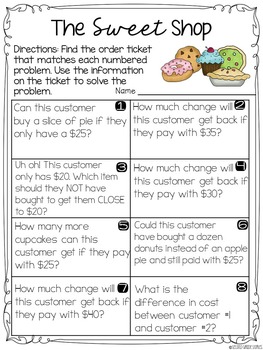 money math word problems by second grade stories tpt