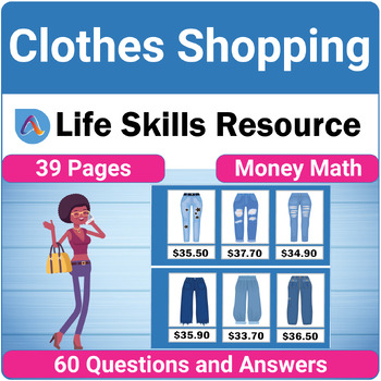 Preview of Clothes Shopping Life Skills SPED Money Math Word Problems Worksheet