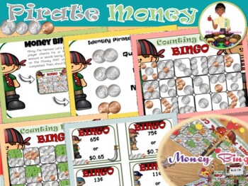 Preview of Money Games, Centers, and Task Cards for 2nd Grade | Pirate Day
