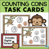 Counting Money Task Cards & Assessment Counting Coins to $1 PRINT + DIGITAL