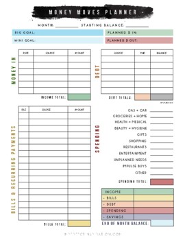 Preview of Money Moves Budget Planner