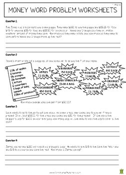 money multi step word problems worksheet 4th grade measurement 4md2