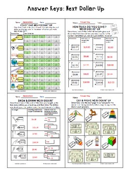 money next dollar up worksheets by kristys custom creations tpt