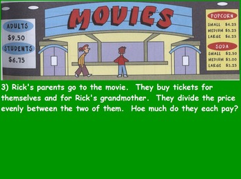 Preview of Buying Food - Night at the Movies; Real World Math (SMART BOARD)