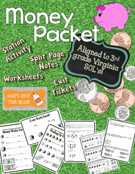 Preview of Counting Money Packet: Charts, Notes, Fill in the Blank