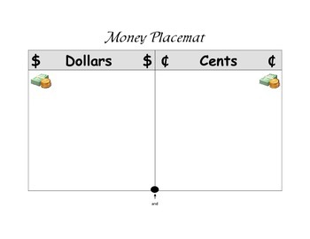 Preview of Money Place Mat