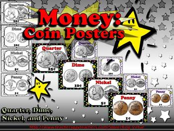Preview of Money Posters - Quarter, Dime, Nickel and Penny - Superstars Theme