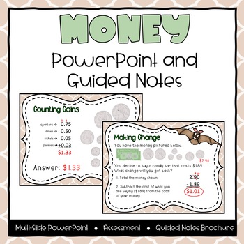 Preview of Money Powerpoint & Guided Notes - Third Grade