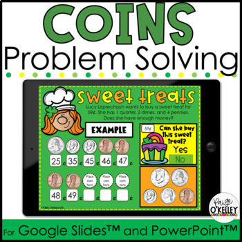 Preview of Counting Coins Word Problems - 2nd Grade St. Patrick's Day Math Activity