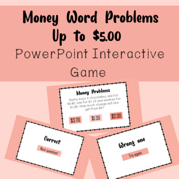 Preview of Money Problems - Addition and Subtraction up to $5 - For PowerPoint