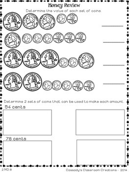 Money Review and Assessment by Mrs Cassady | Teachers Pay Teachers