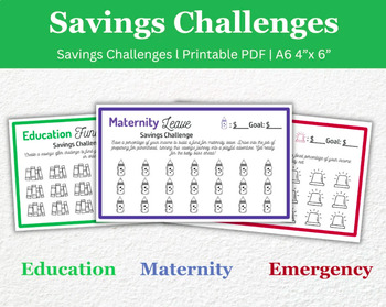 Preview of Money Savings Challenge for Emergency Fund, Education Fund, Maternity