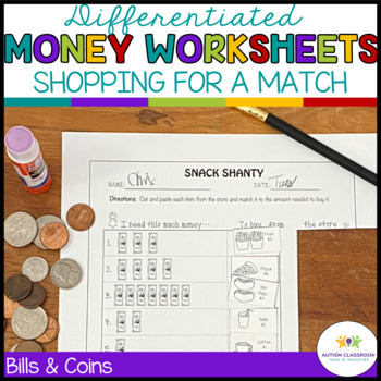 counting money worksheets shopping for a match special ed autism activities