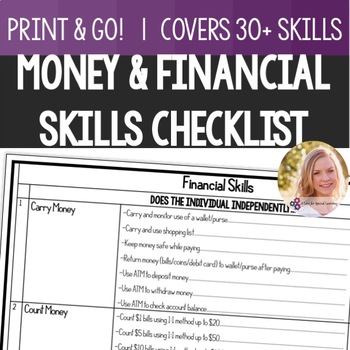 Preview of Money Skills Checklist Independent Living Life Skills Special Education