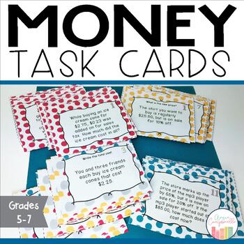 Preview of Money Task Cards - Making Change, Adding Tax, Adding Tip