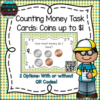 Preview of Money Task Cards Set 1:Coins up to $1.00: 2nd Grade CC:Works with Time and Money