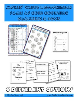 Preview of Money Value Recognition Graph and Booklet set - 6 options- Theme Center Activity