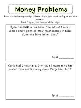 Money Word Problems! 2nd Grade! CCSS aligned | TpT