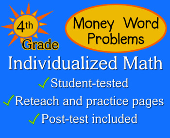 Preview of Money Word Problems, 4th grade - worksheets - Individualized Math