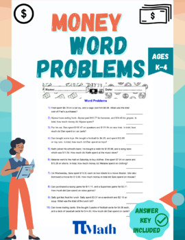 Preview of Money Word Problems Workbook - Teaching Chidren Money Skills,  2nd-4th Grades