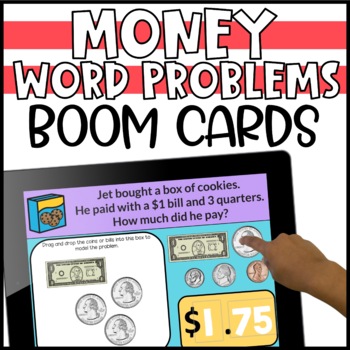 Preview of Money Word Problems Boom Cards for 2nd Grade