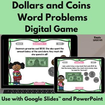 Preview of Money Word Problems Digital Game for PowerPoint and Google Slides™
