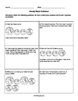 great 2nd grade math worksheets money word problems