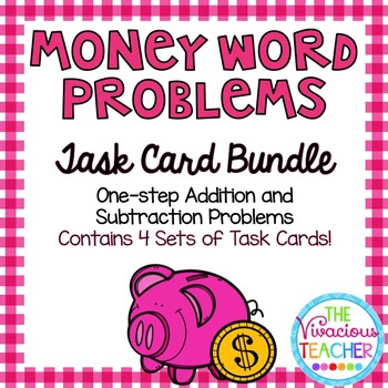Preview of Money Word Problems  Bundle ~ Addition and Subtraction Task Cards/Scoot Activity
