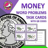 Money Word Problems Task Cards - Counting Coins, Addition,