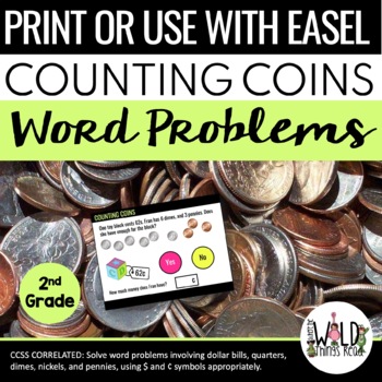 Preview of Money Word Problems Printable Task Cards (EASEL Comptible)