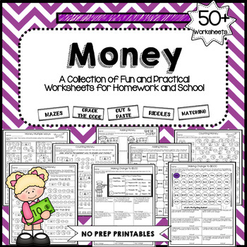 Preview of Money Worksheets No Prep Counting Money and Making Change