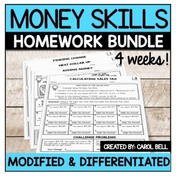 Preview of Money Worksheets Add Subtract Next Dollar Up and Sales Tax